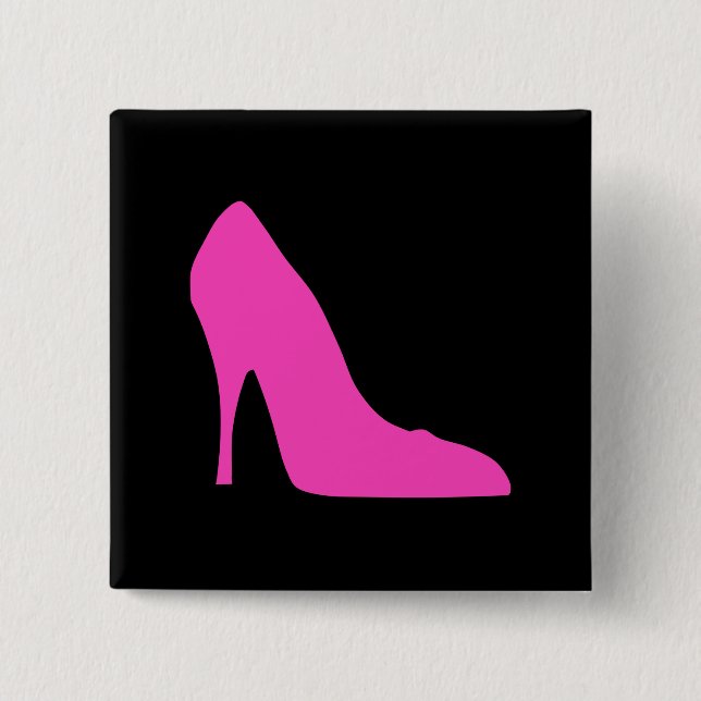 Pink Heel on Black 15 Cm Square Badge (Front)
