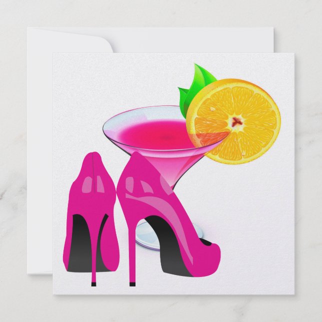 Pink Heels and Cocktail - Cocktail Party - SRF Invitation (Front)