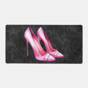 Pink Heels Shoes Desk Mat