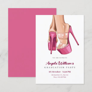 Pink heels sweet Graduation party Invitation