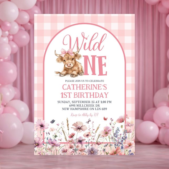 Pink Heifer Bull First Birthday Invitation (Creator Uploaded)