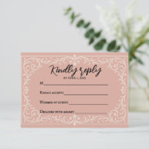 Pink Heirloom Wedding RSVP Card