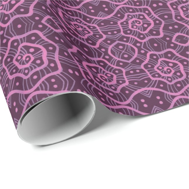 "Pink helices” arabesque pattern in pink & purple Wrapping Paper (Roll Corner)
