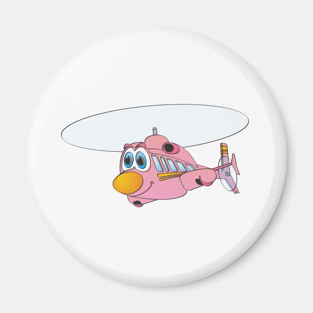 Pink Helicopter Cartoon Magnet (Front)