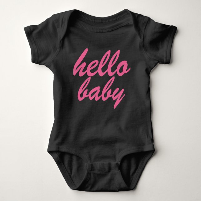 Pink Hello Baby Girl Snap T-shirt Romper Baby Bodysuit (Front)
