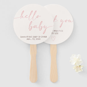 Pink Hello Baby Shower Hand Fan