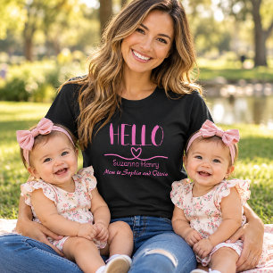 PINK Hello Girl Mum Heart Tale  T-Shirt