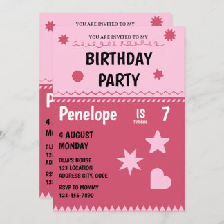 Pink Hello Kitty Birthday Party Invitation