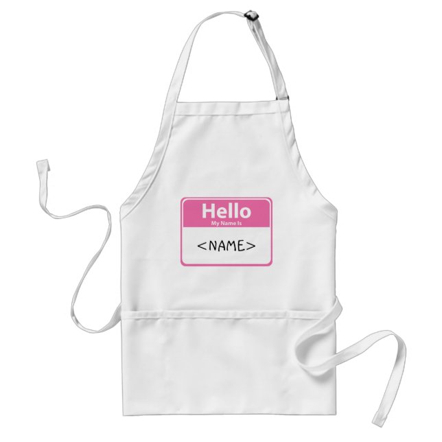 Pink Hello My Name is, <NAME> Standard Apron (Front)