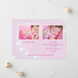 Pink Hello World Girl Birth Announcement