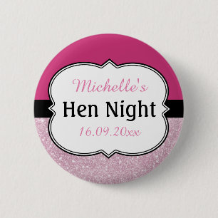 Pink Hen Night Personalised 6 Cm Round Badge