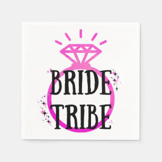 Pink Hen's Party Bachelorette Ring Bride Tribe Napkin