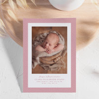 Pink herringbone tweed frame simple photo birth