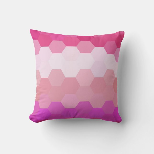 Pink Hexagon Chevron Pattern Cushion (Front)