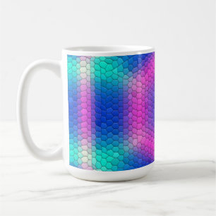 Pink Hexagon Mosaic on Blue Gradient Coffee Mug
