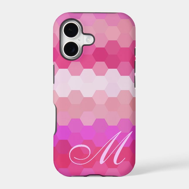 Pink Hexagon Pattern and Monogram (Back)