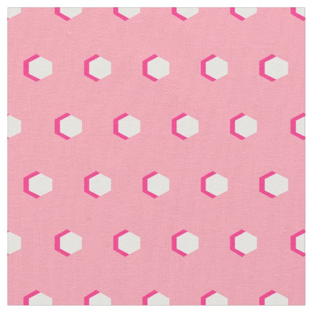 Pink Hexagon Print Fabric (Close Up)