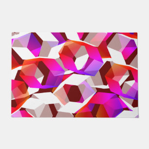 Pink hexagons and more colours, dark red backgroun doormat