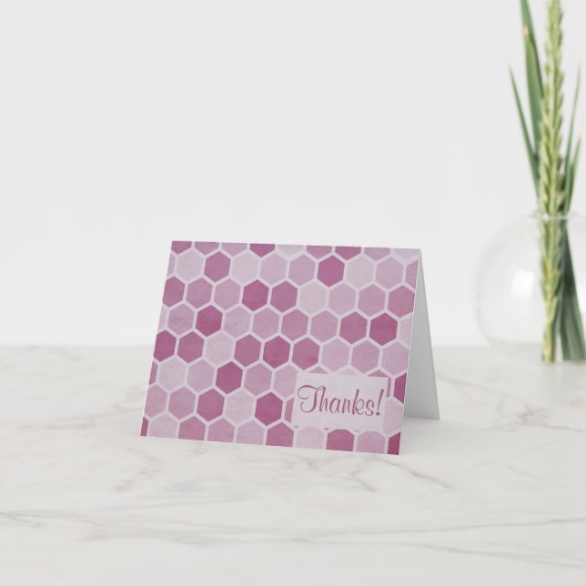 Pink Hexagons Thank You Note (Front)