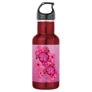 Pink Hibiscus And Honu Turtles 532 Ml Water Bottle