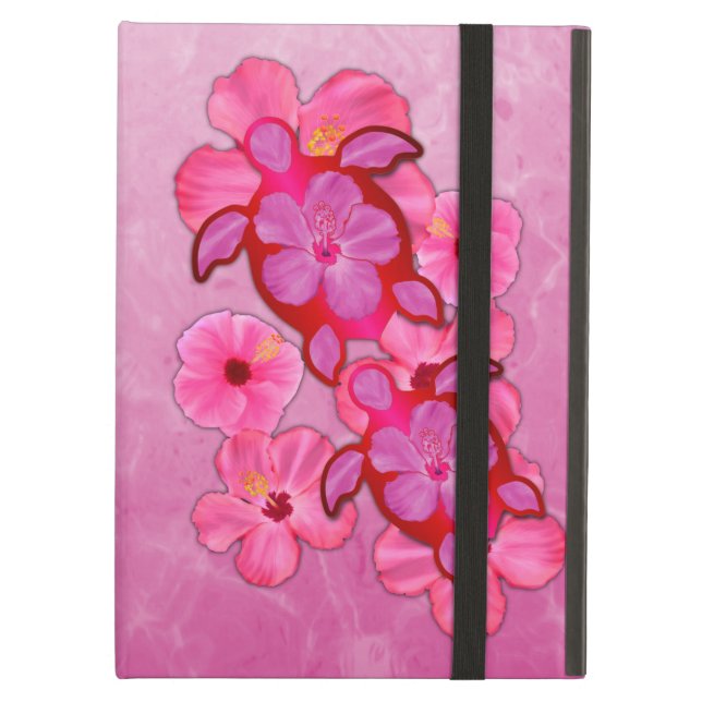 Pink Hibiscus And Honu Turtles Case For iPad Air (Front Closed)