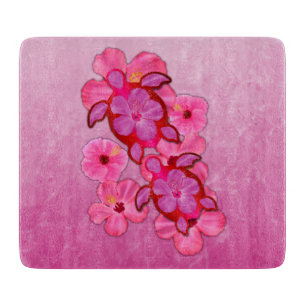 Pink Hibiscus And Honu Turtles Cutting Board
