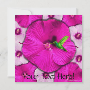 Pink Hibiscus and Hummingbird Invitation