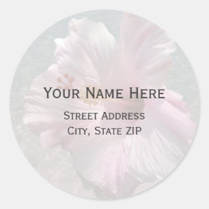 Pink Hibiscus and Ocean Water Address Label