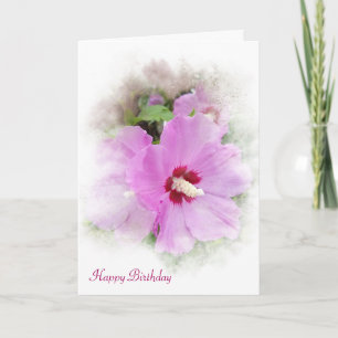 pink hibiscus birthday flower card