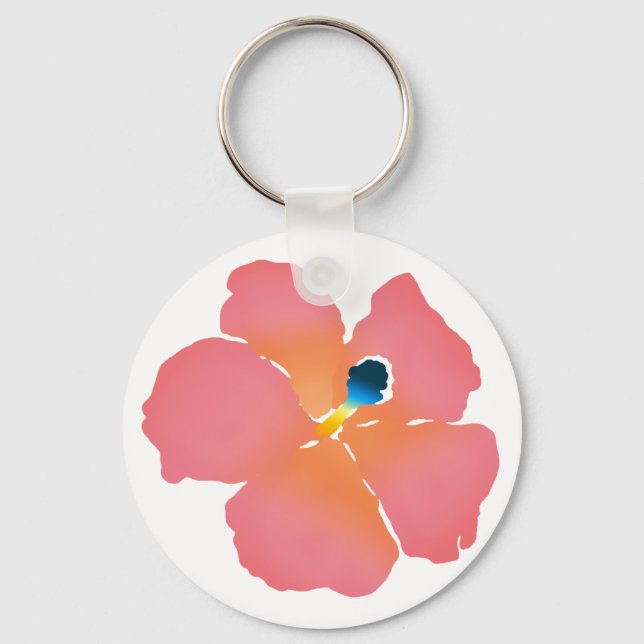 Pink Hibiscus Bloom Key Ring (Front)