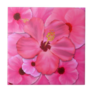 Pink Hibiscus Ceramic Tile