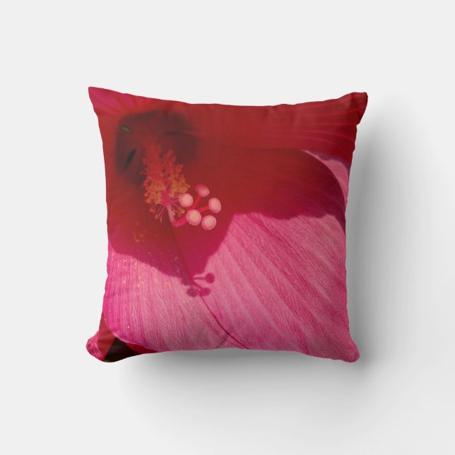 Pink Hibiscus Close-Up Photo Cushion 41 cm x 41 cm (Front)