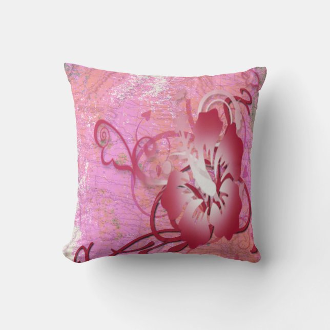 Pink Hibiscus Cushion (Front)