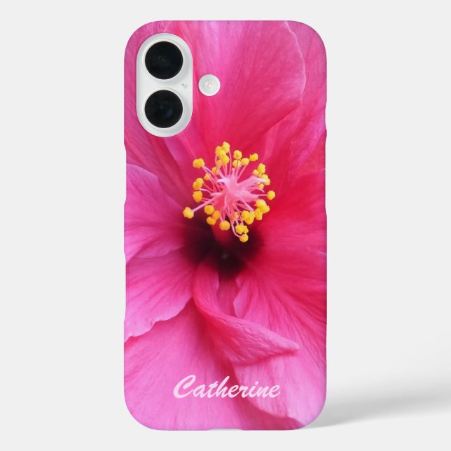 Pink Hibiscus custom name phone cases (Back)