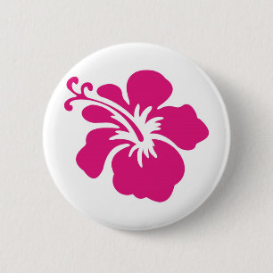 Pink Hibiscus Design 6 Cm Round Badge