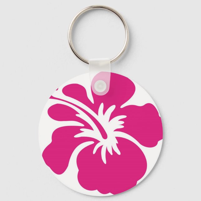 Pink Hibiscus Design Key Ring (Front)