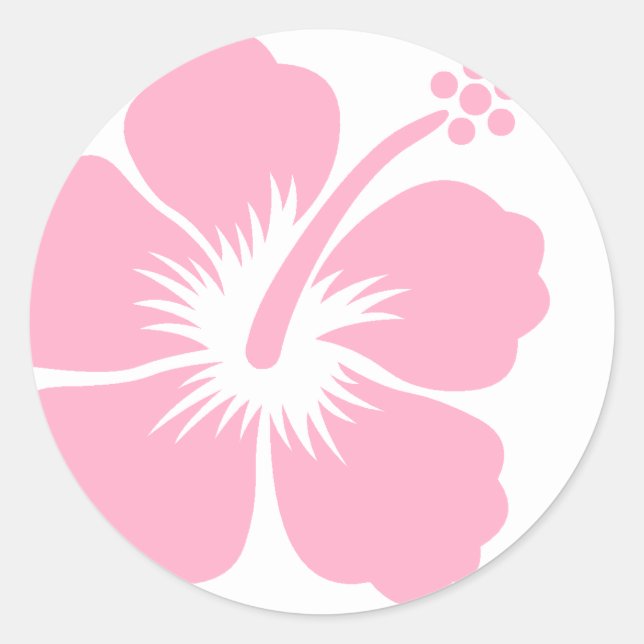 Pink hibiscus F Classic Round Sticker (Front)