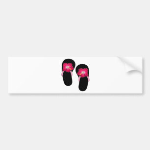 Pink Hibiscus Flip Flops Bumper Sticker