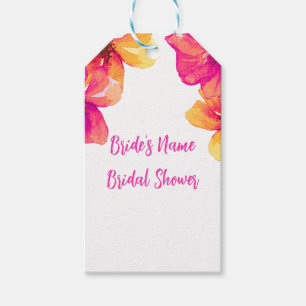 Pink Hibiscus Floral Bridal Shower Invitation Gift Tags