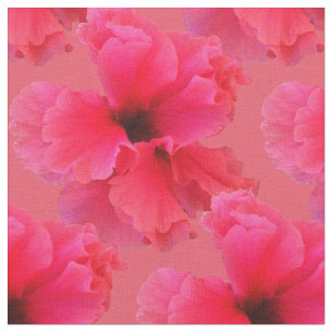 Pink Hibiscus Floral Print Fabric
