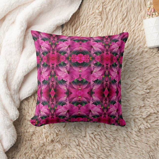 Pink Hibiscus Flower Abstract  Cushion (Blanket)