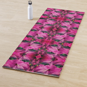 Pink Hibiscus Flower Abstract Yoga Mat