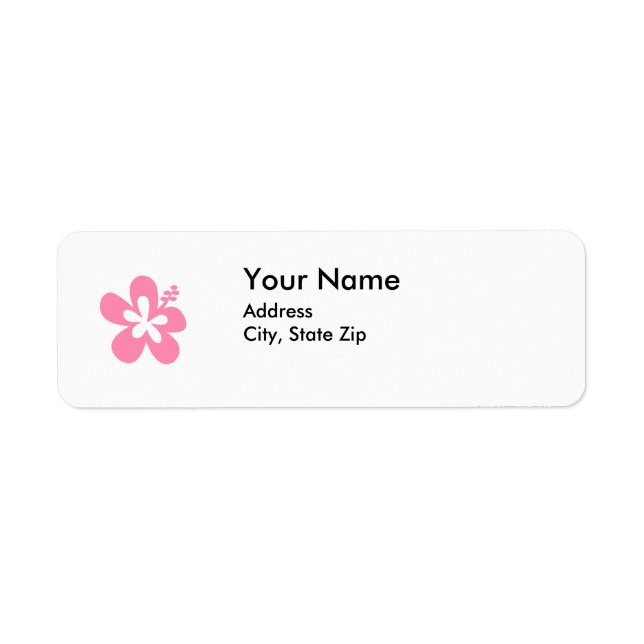 pink hibiscus flower address label return address label (Front)
