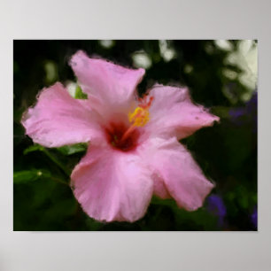 Pink Hibiscus Flower Art Photo Painting Poster