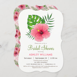 Pink Hibiscus Flower Bridal Shower Invitation