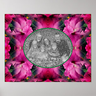 Pink Hibiscus Flower Frame Create Your Own Photo Poster