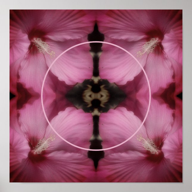 Pink Hibiscus Flower Frame Create Your Own Photo Poster (Front)