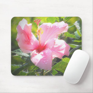 Pink Hibiscus Flower Mouse Pad