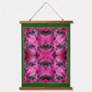 Pink Hibiscus Flower Multiplied Abstract Hanging Tapestry