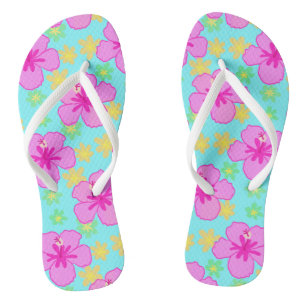 Pink Hibiscus Flower Pattern Thongs